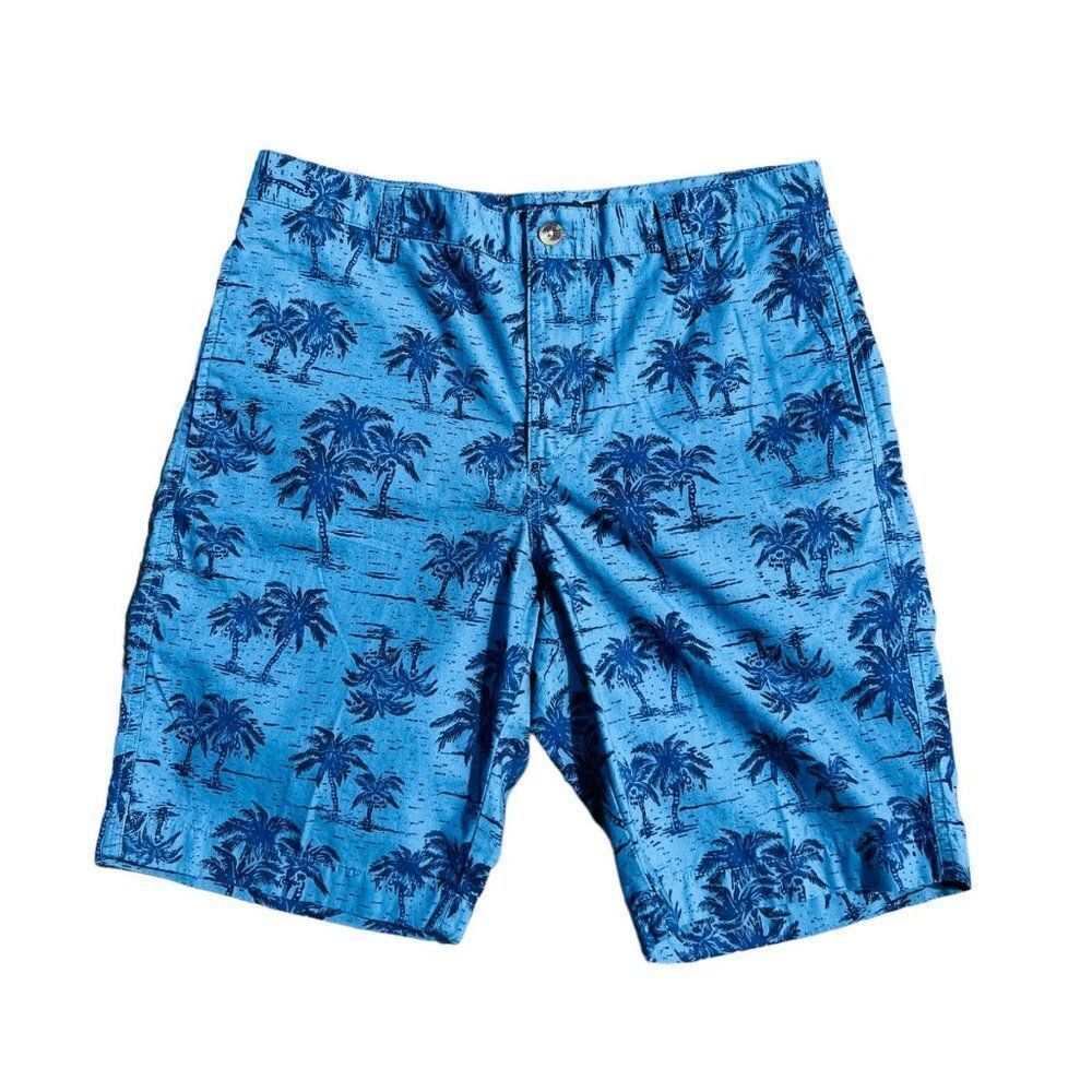 Chaps Blue Palm Tree 100% Cotton Bermuda Shorts Men's 32‎
